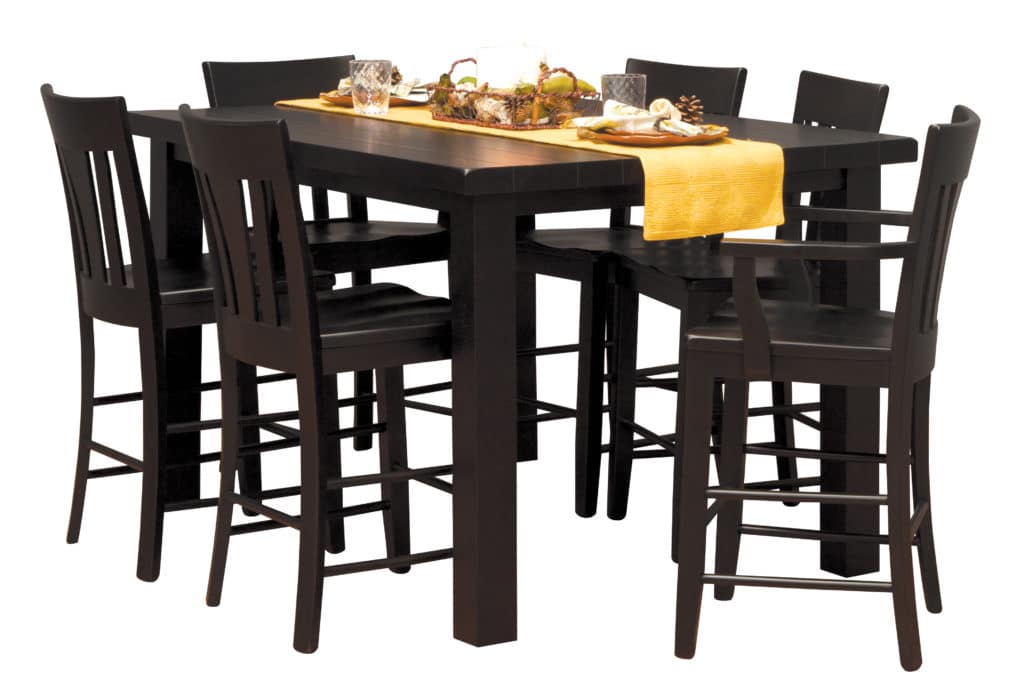 CL7 Counter Height Westchester Table in Ebony with Tulip Back Counter Height Chairs