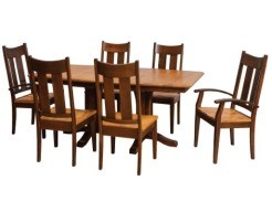Millsdale Double Pedestal Table in Kara and Moke on Cherry with Tampa Chairs